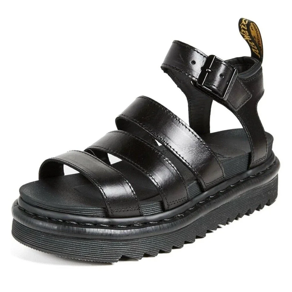 DR. MARTENS WOMEN'S BLAIRE SANDAL SIZE 8 BLACK BRANDO LEATHER 24191001 - Picture 1 of 10